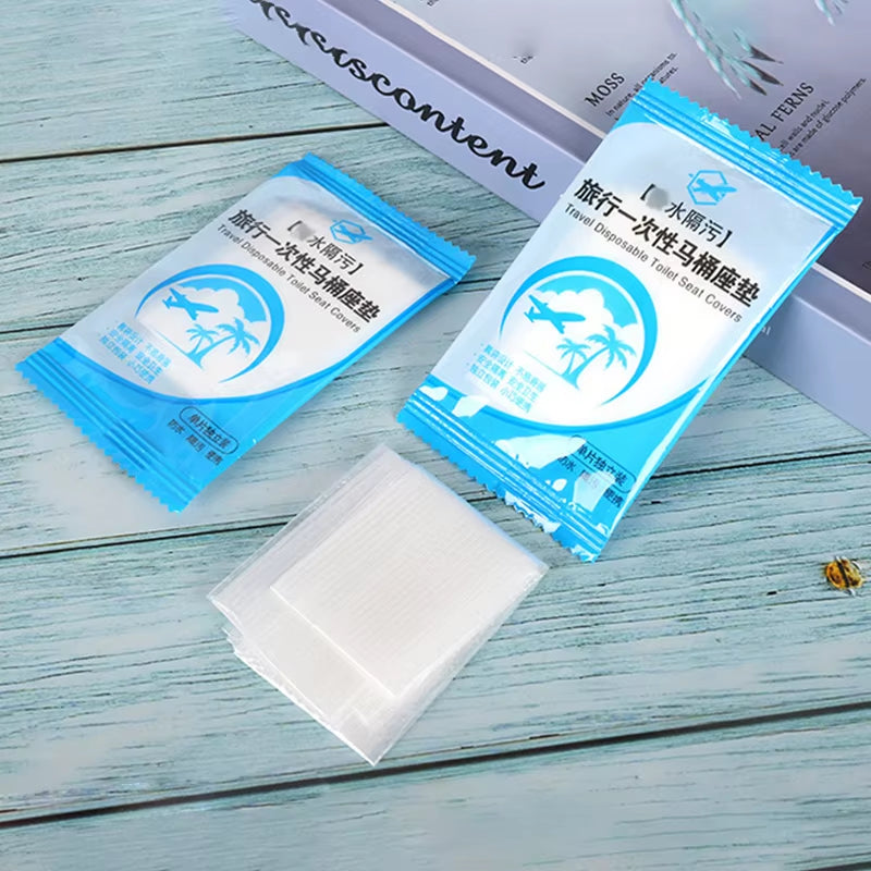 50 Pack Individually Wrapped Disposable Waterproof Toilet Seat Covers, Non-Slip Protectors for Travel