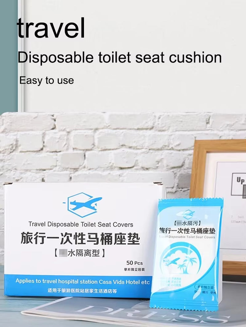 50 Pack Individually Wrapped Disposable Waterproof Toilet Seat Covers, Non-Slip Protectors for Travel
