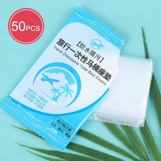 50 Pack Individually Wrapped Disposable Waterproof Toilet Seat Covers, Non-Slip Protectors for Travel
